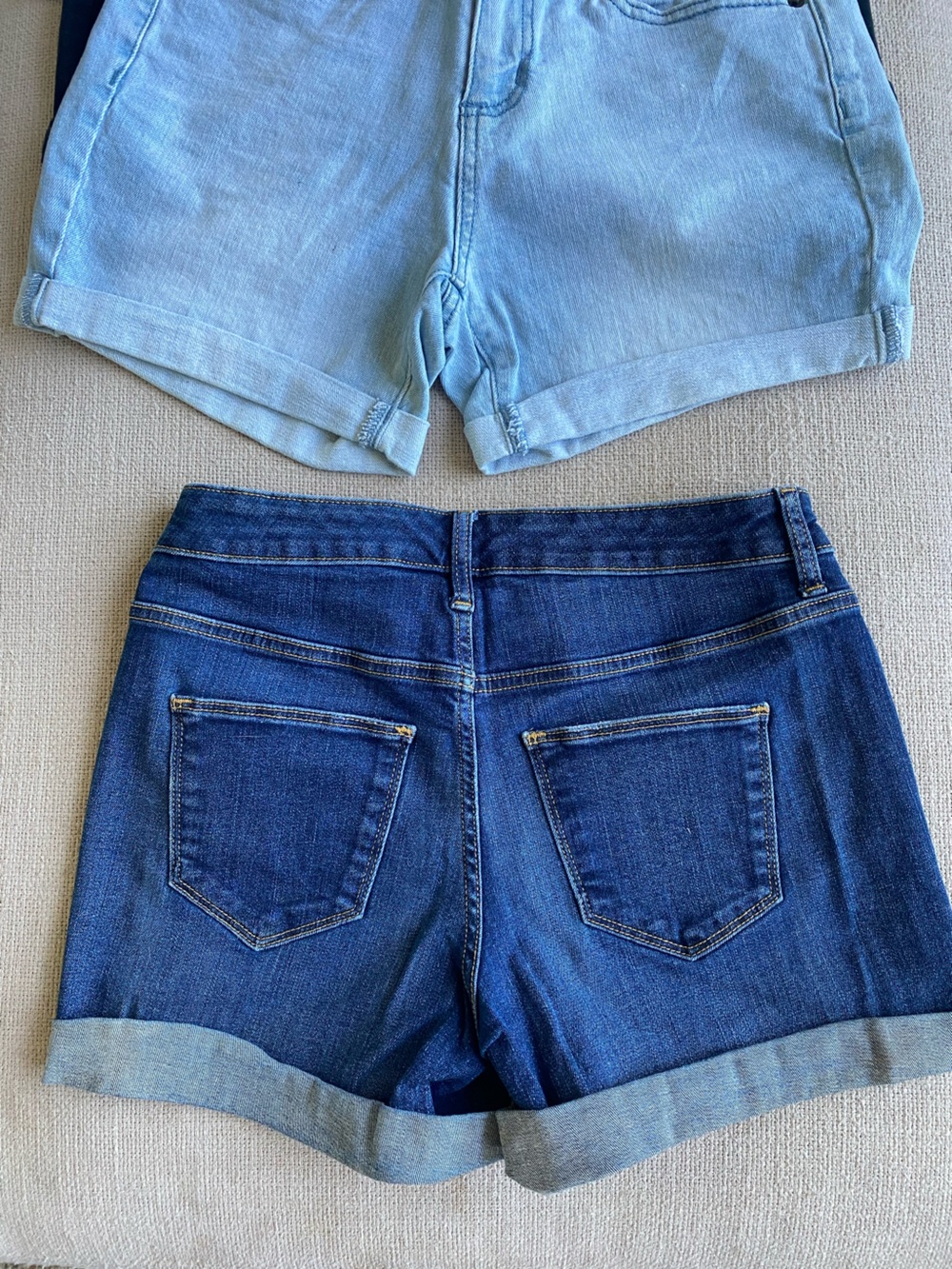 4 for 1 Universal Thread Women's Denim Shorts - Light + Dark Wash, Black, White - Picture 6 of 11